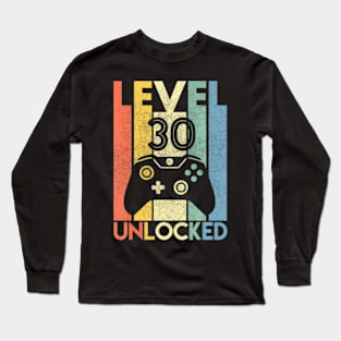 Level 30 Unlocked Video Gamer 30Th Birthday Long Sleeve T-Shirt